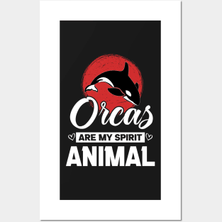 Orcas Are My Spirit Animal Japan Flag Funny Orca Whale quote Posters and Art